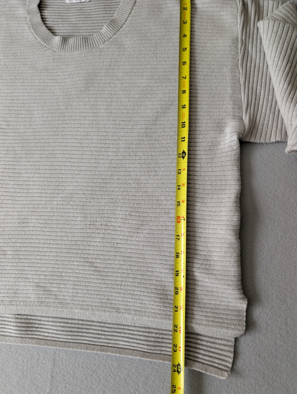 Good American Light Grey Ribbed Knit Sweater 4 XL Clean Girl Minimalist Capsule image 10